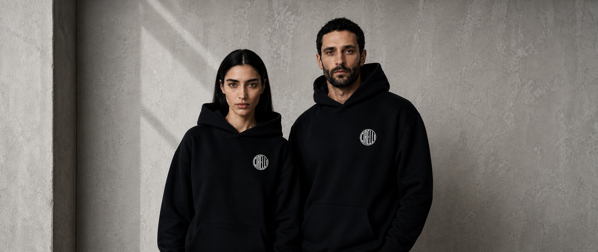 Cirelli Coffee black hoodies featuring branded apparel with a clean logo design for casual wear, staff uniforms, events, and coffee lovers.