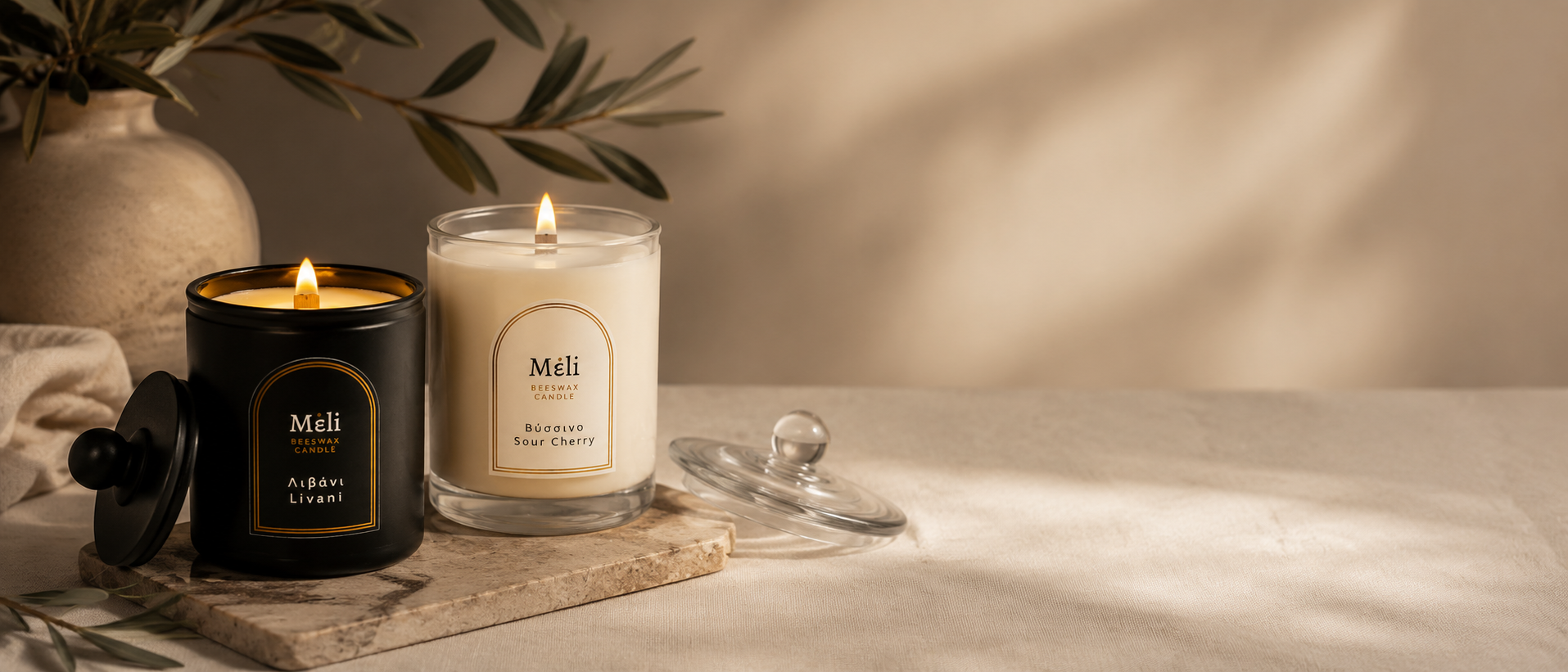 Gift Candles collection hero banner by Cirelli Coffee, featuring Meli Beeswax candles made with South Australian beeswax.