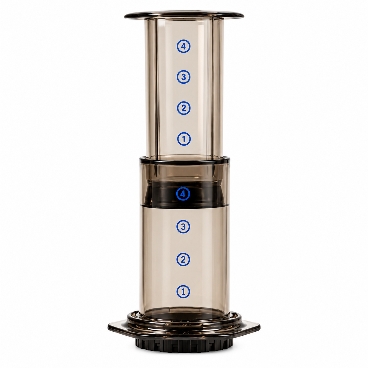 AeroPress Coffee Maker from Cirelli Coffee, a compact portable coffee brewer for smooth rich coffee with low bitterness, quick brewing, microfiltered clarity and easy clean-up at home, work, travel or camping.
