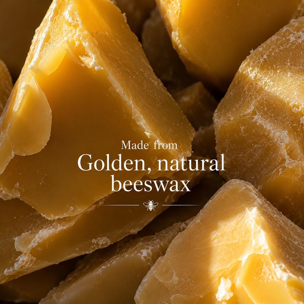 Meli Livani Beeswax Candle 250g from Cirelli Coffee, a South Australian beeswax candle in a matte black jar with lid, wood wick, 40-hour burn time, and warm incense, honey, cedarwood, musk, orris and patchouli fragrance notes.
