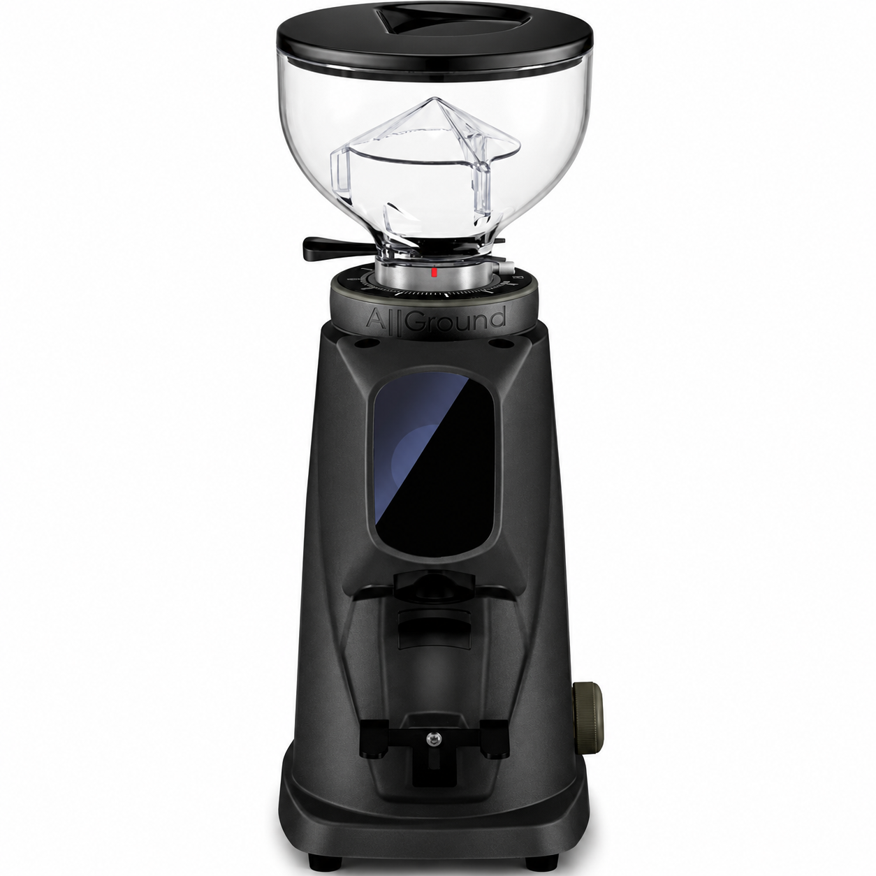 Fiorenzato All Ground Sense from Cirelli Coffee, a premium electric coffee grinder with built-in weight-based dosing, floating loading cell, 64mm titanium-coated burrs, touchscreen control, micrometric grind adjustment and espresso, moka and filter grind modes.