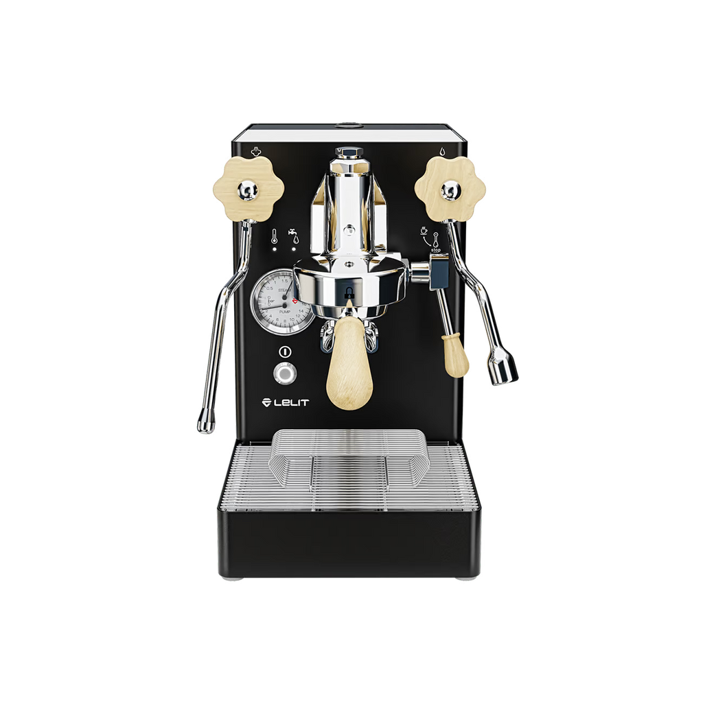 LELIT MaraX coffee machine from Cirelli Coffee, a quiet heat exchanger espresso machine with L58E group head, double probe temperature system, silent pump, Xmode Coffee and Steam settings, and Polished Chrome, Black, or White finishes.