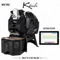 M10 Pro 1.2kg Coffee Roaster from Cirelli Coffee, available in Black, White, Stainless Steel, and Bronze, with Artisan compatibility, 300g to 1200g roasting capacity, adjustable heat, fan and drum speed, infrared heating, roast curve saving, automatic chaff collection, and cooling fan.