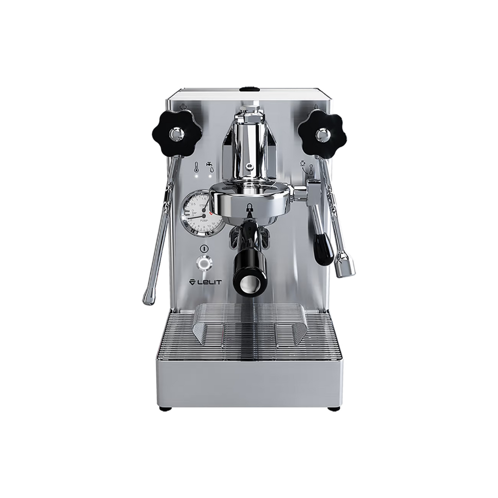 LELIT MaraX coffee machine from Cirelli Coffee, a quiet heat exchanger espresso machine with L58E group head, double probe temperature system, silent pump, Xmode Coffee and Steam settings, and Polished Chrome, Black, or White finishes.