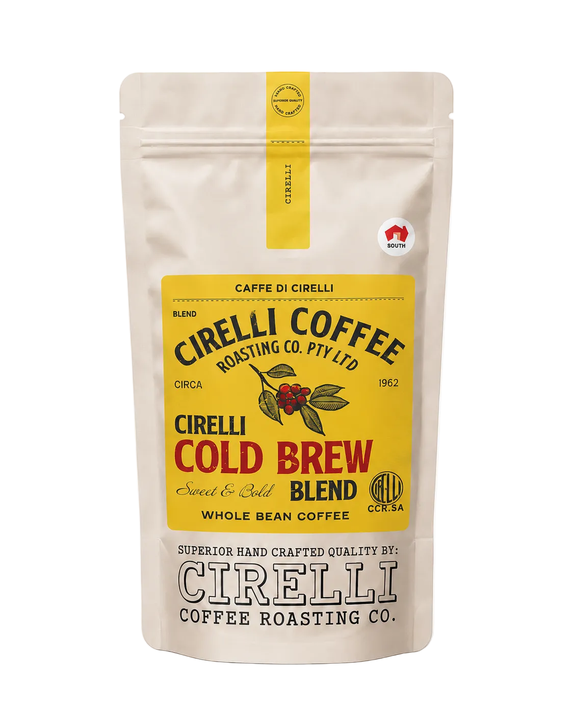 Cirelli Cold Brew Coffee Blend by Cirelli Coffee, a smooth low-acid coffee crafted for cold brew, iced coffee, slow-drip brewing, over ice, espresso, stovetop, and filter brewing.