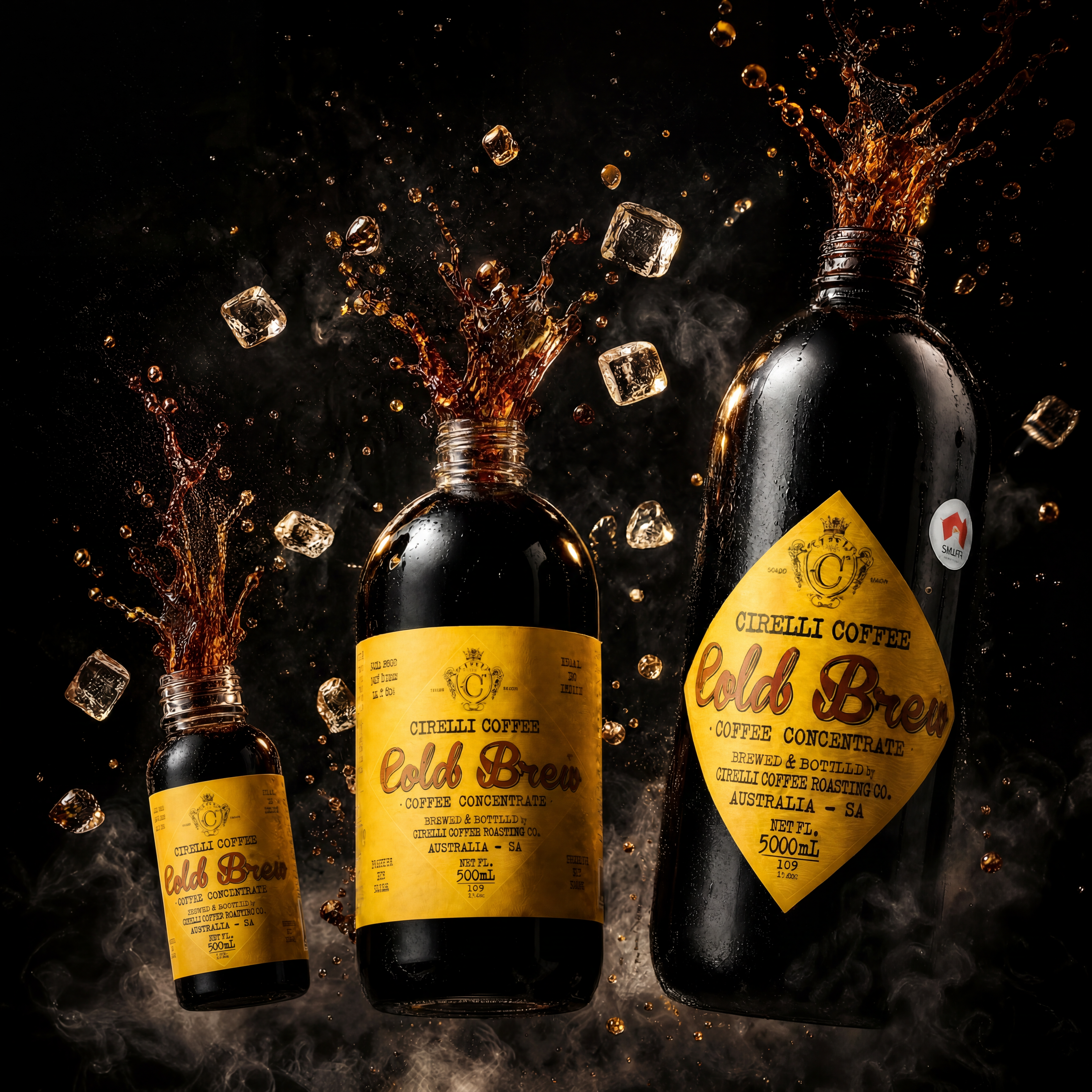 Cirelli Cold Brew Coffee in 100ml, 500ml, and 1L bottles, smooth slow-drip cold brew with bold flavour, natural sweetness, and low acidity.