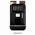 Dr Coffee Coffee Zone T Automatic Office Coffee Machine from Cirelli Coffee, featuring a 10.1-inch touch screen, 200-cup daily output, coffee hopper, two powder hoppers, hot water wand, independent steam wand, SC12 milk fridge compatibility, automatic cleaning, 4L tank or mains water connection, and commercial office performance.