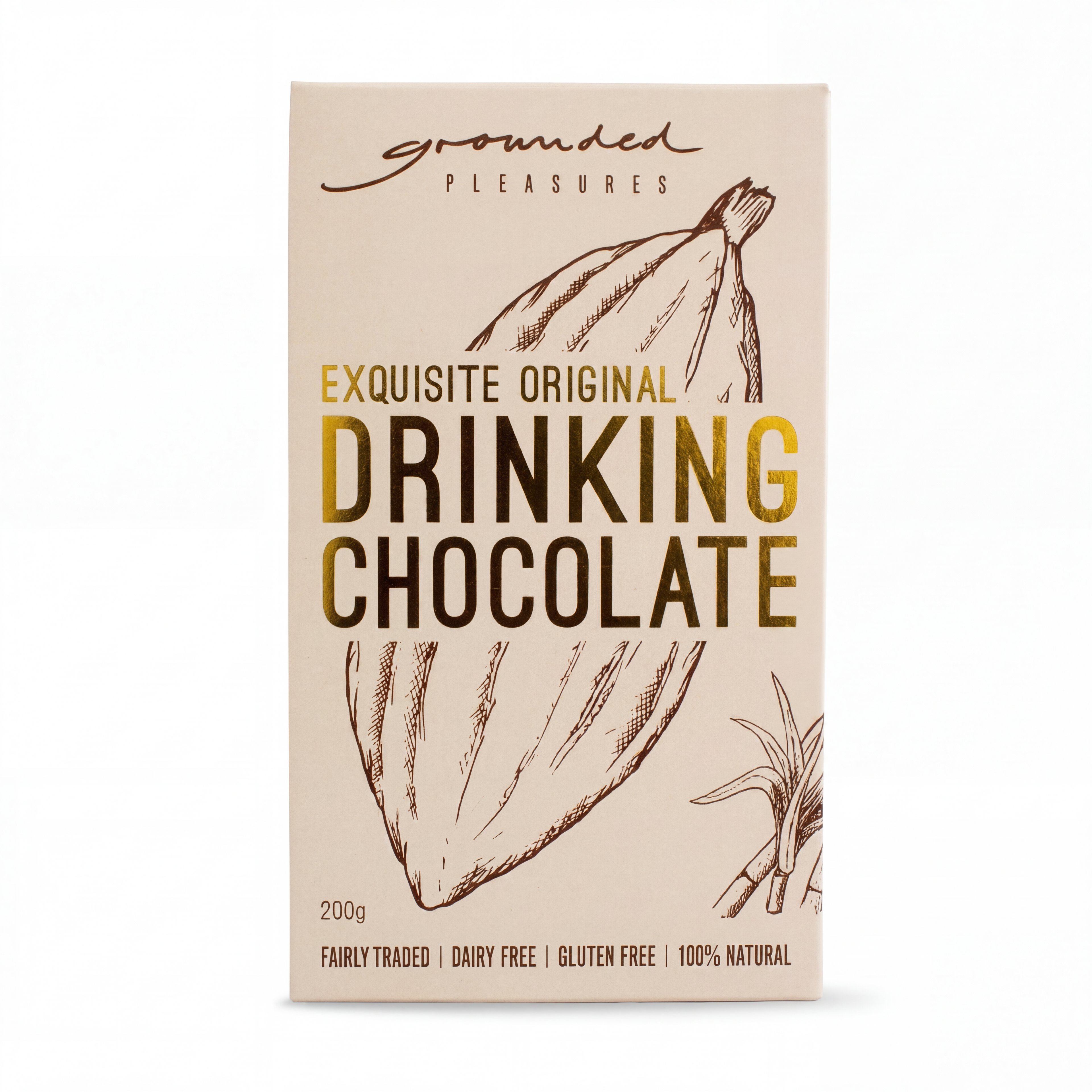 Grounded Pleasures Original Drinking Chocolate 200g from Cirelli Coffee, a rich, smooth and indulgent drinking chocolate with intense cocoa flavour and a velvety finish for hot chocolate, iced chocolate, cafés, offices and home brewing.