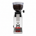 LELIT Fred PRIMA Polished Stainless Steel from Cirelli Coffee, a compact espresso coffee grinder with 38mm conical burrs, manual portafilter dosing, micrometric stepless adjustment, 250g tinted hopper and polished stainless steel body.