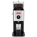 LELIT William Grinder from Cirelli Coffee, a premium espresso coffee grinder with 64mm flat burrs, LELIT Control Center OLED display, stepless micrometric grind adjustment, programmable dosing, 350g hopper and brushed steel body.