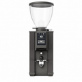 Macap LEO 55 Grinder Satin Black from Cirelli Coffee, a quiet electric espresso grinder with 55mm flat burrs, Silent System Technology, digital dosing, three presets, PLAY button activation, stepless grind adjustment, No-Screw burr removal and cooling system.