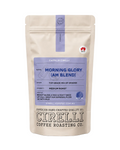 Morning Glory Coffee Blend by Cirelli Coffee, a bright full-bodied coffee with Brazil, Kenya, Costa Rica, and Ethiopia origins for espresso, milk coffee, plunger, drip filter, and cold brew.
