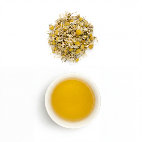 Organic Chamomile Herbal Tea 250g from Cirelli Coffee, a soothing caffeine-free loose leaf herbal tea with delicate floral notes and a naturally calming finish, produced and packed in South Australia.