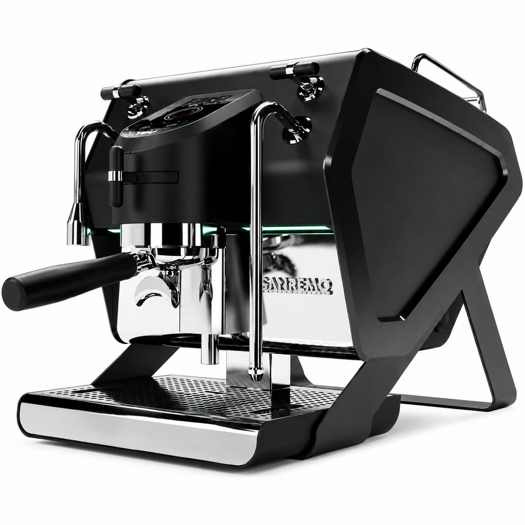 Sanremo YOU Coffee Machine from Cirelli Coffee, a professional single group multiboiler espresso machine with touchscreen control, custom extraction profiles, manual paddle control, adjustable pre-infusion and post-infusion, USB profile sharing, and advanced espresso control.
