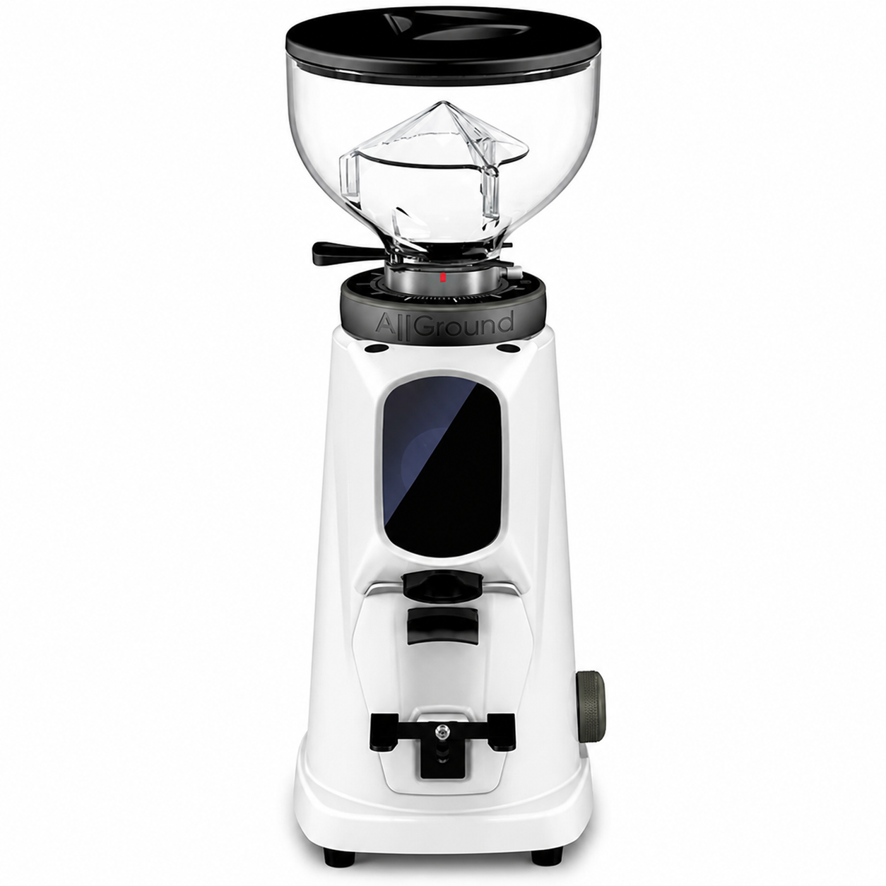 Fiorenzato All Ground Sense from Cirelli Coffee, a premium electric coffee grinder with built-in weight-based dosing, floating loading cell, 64mm titanium-coated burrs, touchscreen control, micrometric grind adjustment and espresso, moka and filter grind modes.