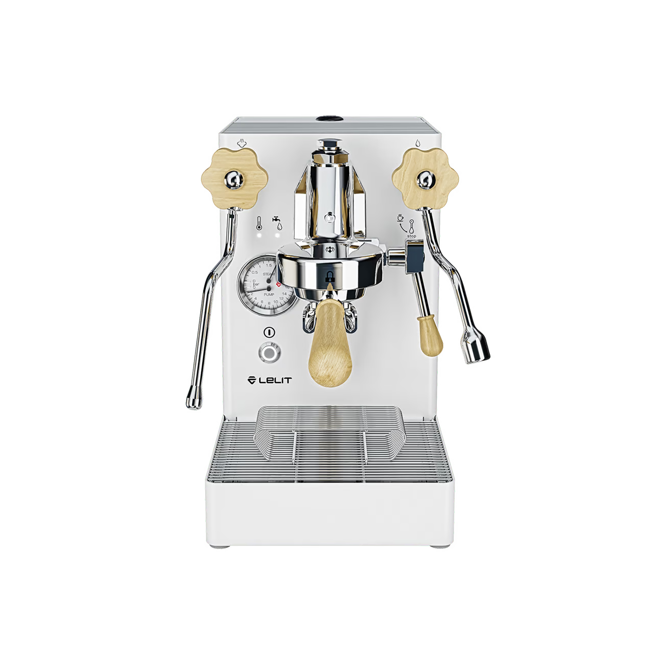 LELIT MaraX coffee machine from Cirelli Coffee, a quiet heat exchanger espresso machine with L58E group head, double probe temperature system, silent pump, Xmode Coffee and Steam settings, and Polished Chrome, Black, or White finishes.