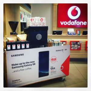 Picture of coffee cart hire for Vodafone