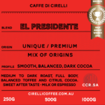 Cirelli Coffee El Presidente